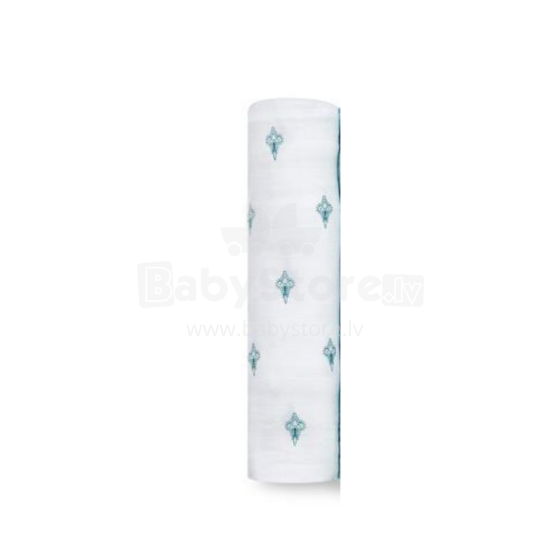 Aden Anais Muslin Swaddles Art.251302 Paisely Teal High quality bamboo muslin swaddle, 1 pc. (120x120 cm)