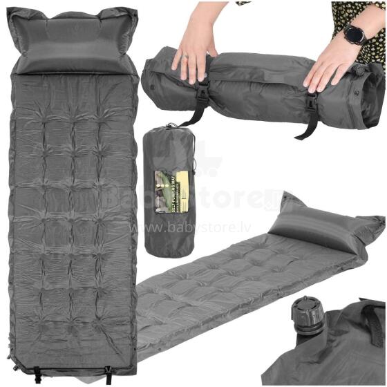 Самонадувающийся туристический коврик Springos PM053 193 см с подушкой и чехлом, серый