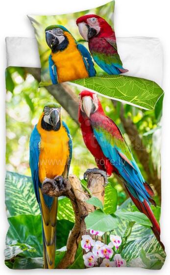 Carbotex Bedding Parrot Art.NL211117-13 Kokvilnas gūltas veļas komplekts 140x200/60x70cm