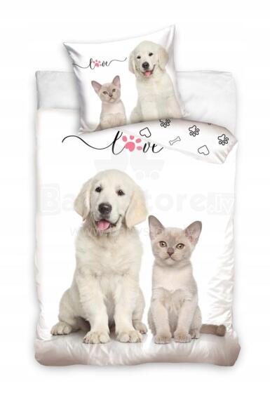 Carbotex Bedding Dog Art.NL224027-13 Kokvilnas gūltas veļas komplekts 140x200/60x70cm