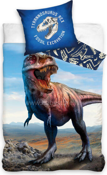 Carbotex Bedding Dinosaur 135x200/80x80cm Art.NL204001-4 Kokvilnas gūltas veļas komplekts
