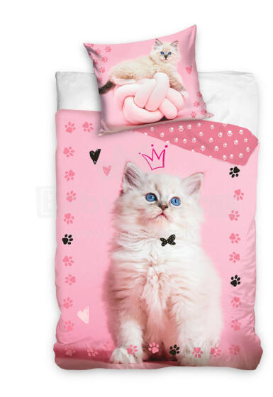 Carbotex Bedding Cat 135x200/80x80cm Art.NL204005-4 Kokvilnas gūltas veļas komplekts