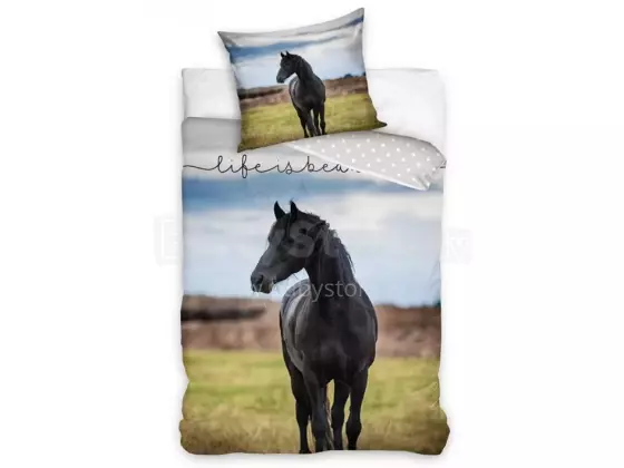 Carbotex Bedding Horse 135x200/80x80cm Art.NL221116-4 Kokvilnas gūltas veļas komplekts