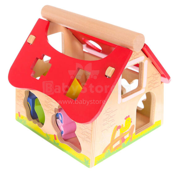 Деревянный домик-сортировщик с блоками Ecotoys