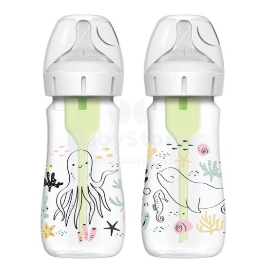 DR.BROWN'S pudelītes OPTIONS+ ar platu kakliņu, 270 ml, OCEAN, 2 gab.
