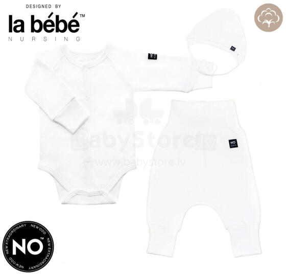 La Bebe™ Baby Set Art.9-07-34 White 3-piece baby set, 100% cotton