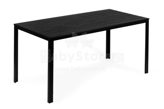6-personu dārza galds 156x78 cm polimēra terases mēbeles melnā krāsā