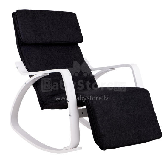 Rocking Chair with Adjustable Footrest White and Black ModernHome