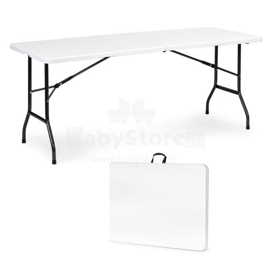 Katrings galds 180 cm salokāms uz koferi balts ModernHome