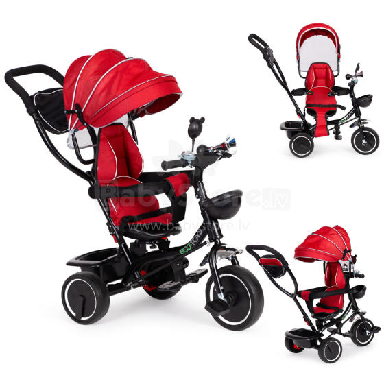 Tricycle with rotating seat, canopy, red, ECOTOYS
