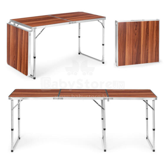 Tourist table, foldable camping table, brown top, 180 x 60 cm
