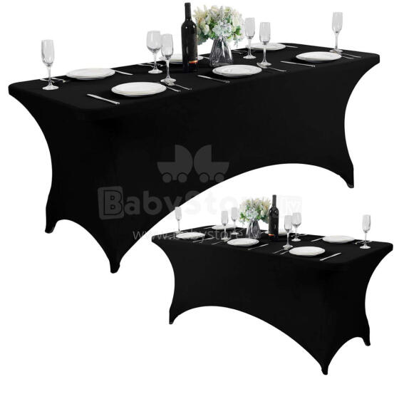 Universal Table Cover for Catering Table 180 cm 6FT Black Stretch MultiGarden