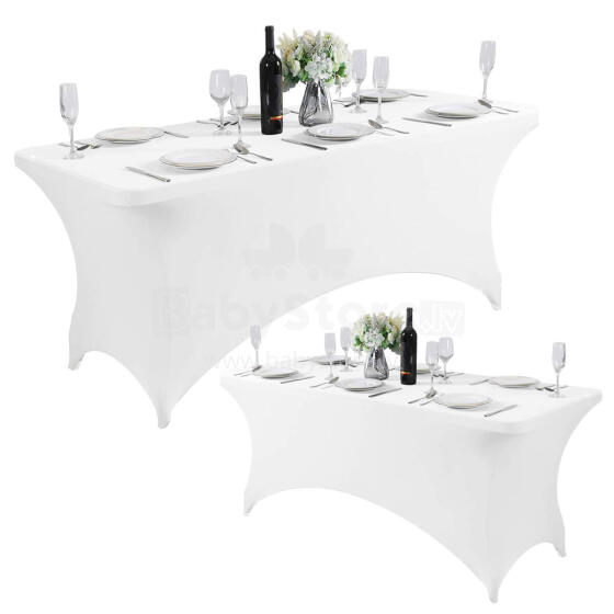 Universal Table Cover for Catering Table 180 cm 6FT White Stretch MultiGarden