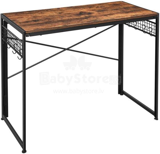 Wooden computer desk with metal frame