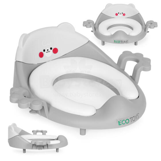 Eco Toys Art.PP104 Grey Tualetes sēdeklis bērniem ar rokturiem, mīksts spilvens, pelēks,