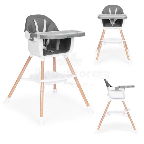Детский стульчик для кормления 2 в 1, серый, ECOTOYS