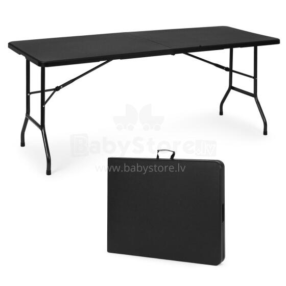 Katrings galds 180 cm, salokāms uz koferi, melns, ModernHome