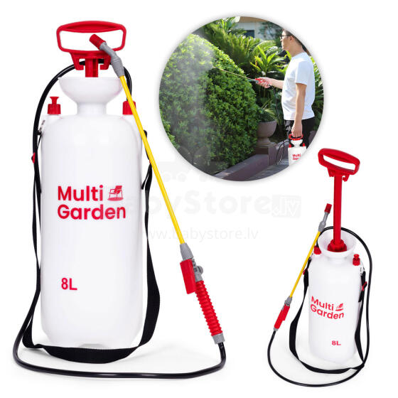 Pressure sprayer 8L, garden, handheld, 2.2-2.5 bar, long lance, piston pump, MultiGarden