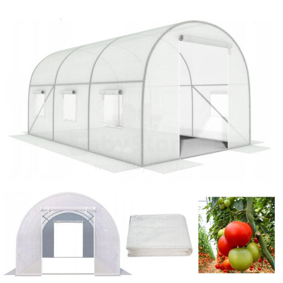 Siltumnīcas dārza tunelis, 3x2x2 m, daudzgadīgs, metāla rāmis, balta plēve, 2 ieejas
