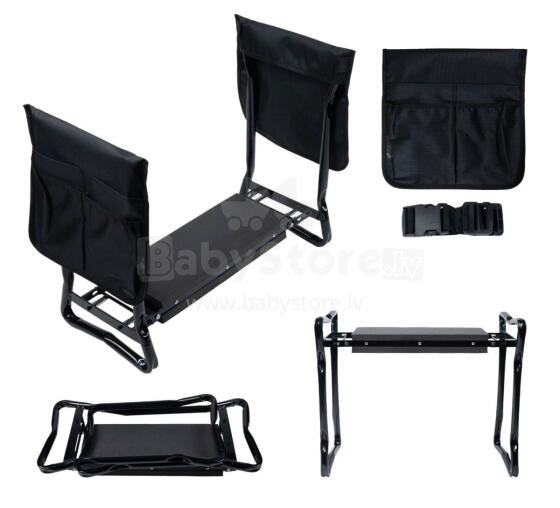 Foldable kneeling stool for gardening, tool belt, 2 organizers