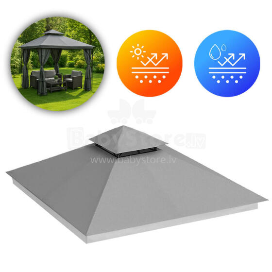 Replacement Roof for Garden Pavilion 3x3 m Waterproof with Ventilation Opening Grey MultiGarden