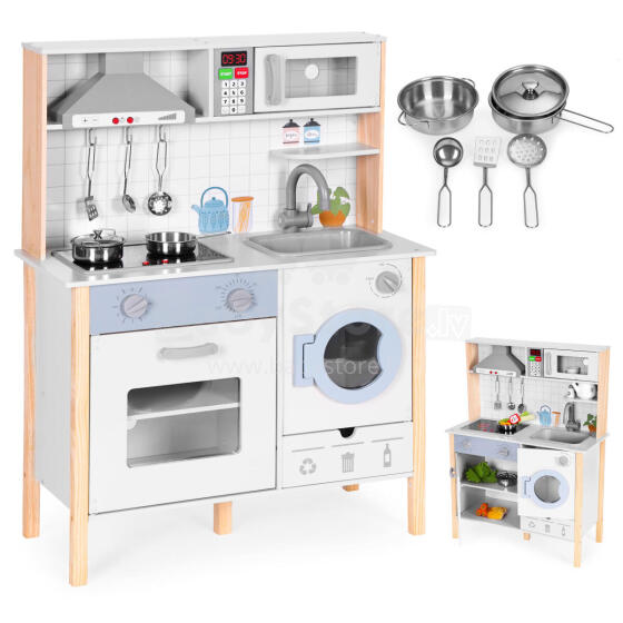 Детская игровая кухня со звуками, LED, духовкой, стиральной машиной и аксессуарами ECOTOYS