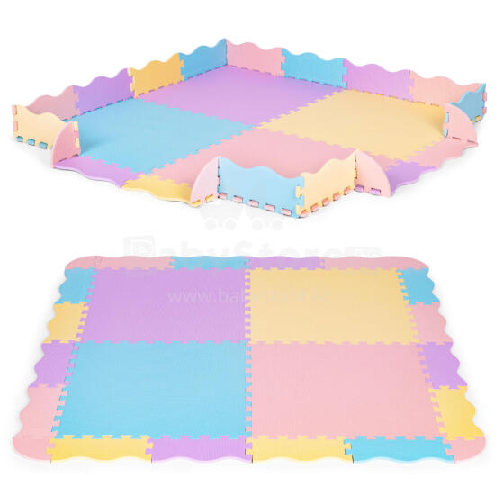 Colorful foam mat for children with a fence 141.5x141.5 cm 24 pcs. IPLAY