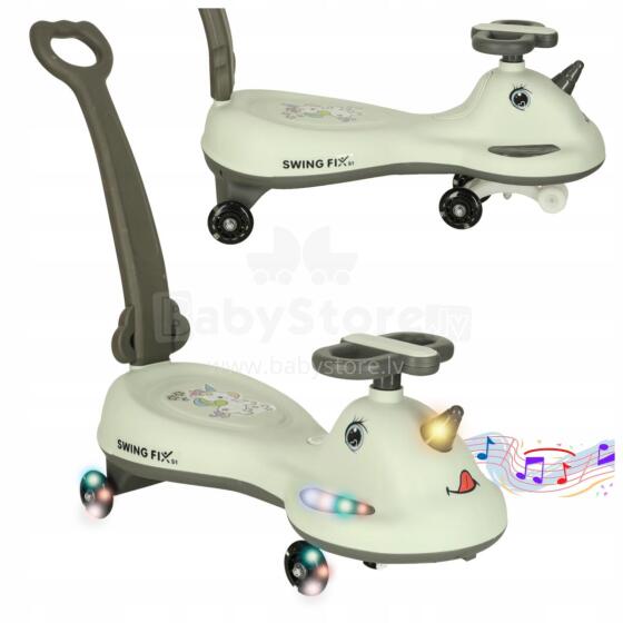 Bebe Basic Swing FIX S1 Art.253496 Gravitācijas stumjāma mašīna ar rokturi un gaismojošiem LED riteņiem