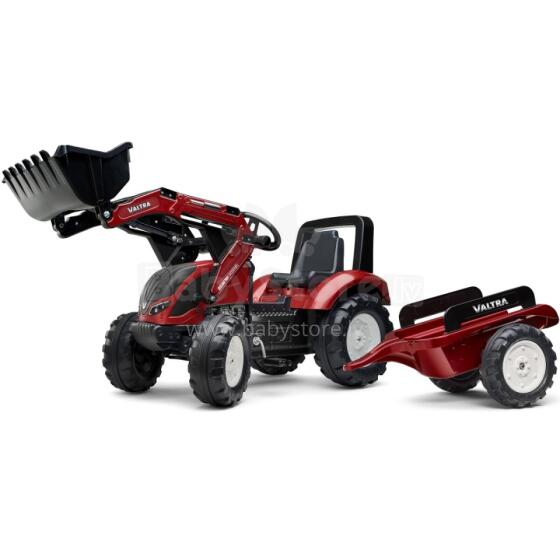 FALK Pedāļu Traktors Valtra Burgundijas Krāsā ar Piekabi un Ķīli no 3 Gadiem