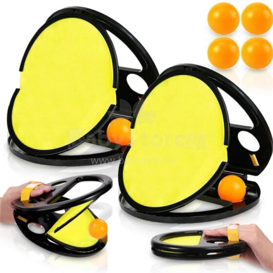 WOOPIE Catch Ball prasmes spēle Met un Noķer komplekts diviem 2x lāpstiņām + 4 bumbām