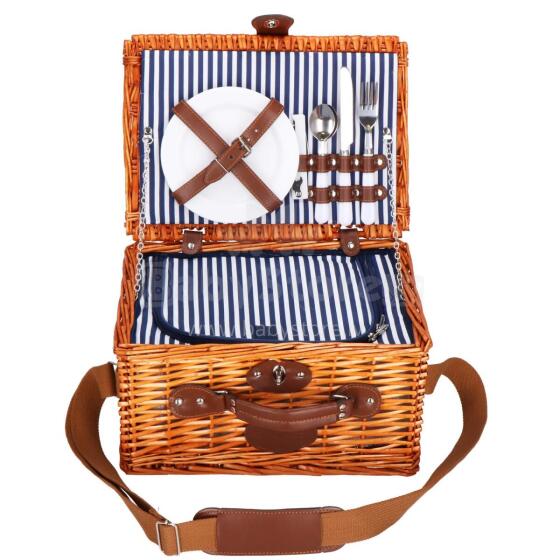 Termiskais piknika grozs 2 personām, ar aprīkojumu 37x27x20 cm, pīts, brūns