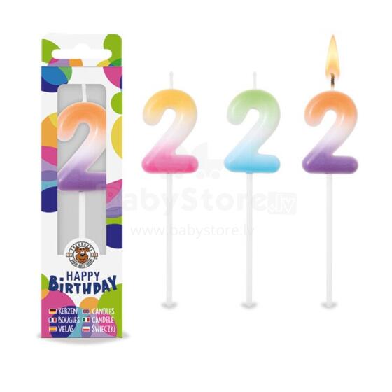 Birthday Fun - Rainbow number candle 2, 3 assorted