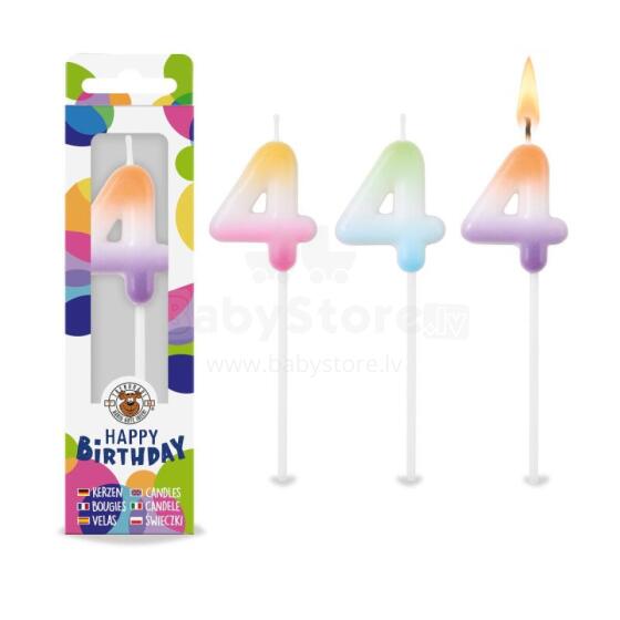 Birthday Fun - Rainbow number candle 4, 3 assorted