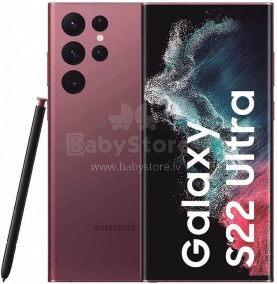 Samsung Galaxy S22 Ultra 128GB Burgundy Prece no ekspozīcijas Garantija 2 gadi