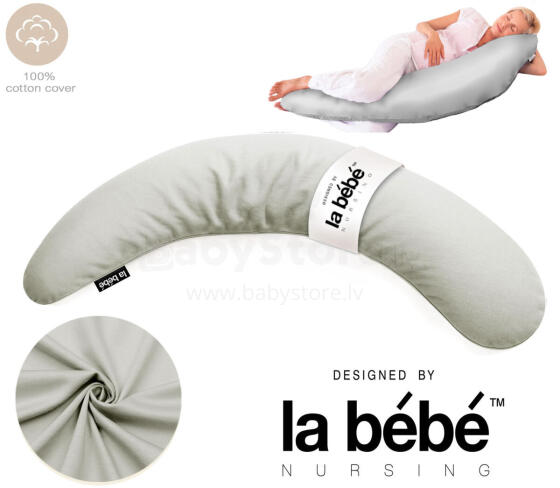 La Bebe™ Moon Cotton Maternity Pillow  Art.255995 Light Grey Large pregnancy pillow with Memory Foam filling (especially soft and quiet filling) 195cm