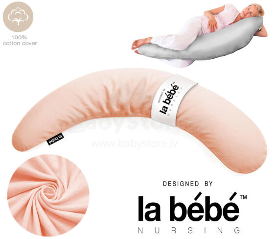 La Bebe™ Moon Cotton Maternity Pillow  Art.255997 Peach Large pregnancy pillow with Memory Foam filling (especially soft and quiet filling) 195cm