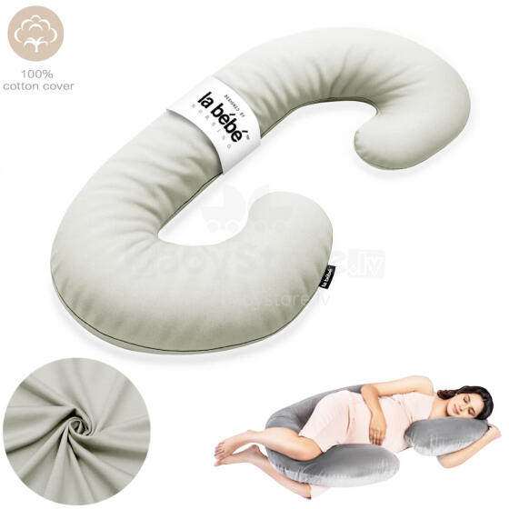 La Bebe™ Maternity Pillow Cotton Sì -Duo Art.255999 Light Grey Kokvilna audums. Daudzfunkcionāls spilvens/pakavs grūtniecēm, ar memory foam