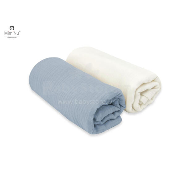 KIECZMERSKI Diapers 80x80 +/- 3 cm MUSLIN COTTON 100% cream/jeans 2-pack