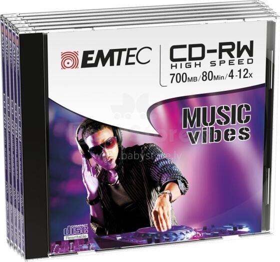 Emtec CD-RW 700MB 4-12x Music Vibes 5 pcs