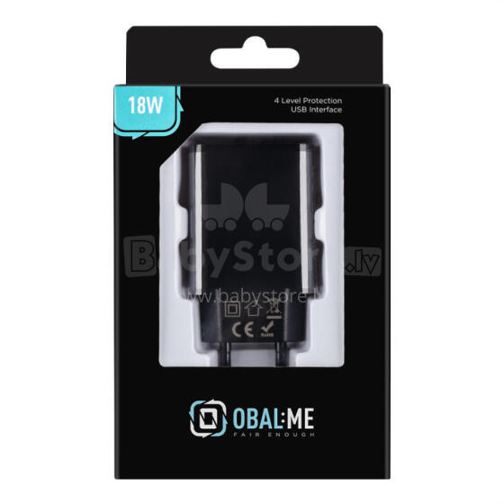 OBAL:ME Sienas lādētājs USB-A 18W melns