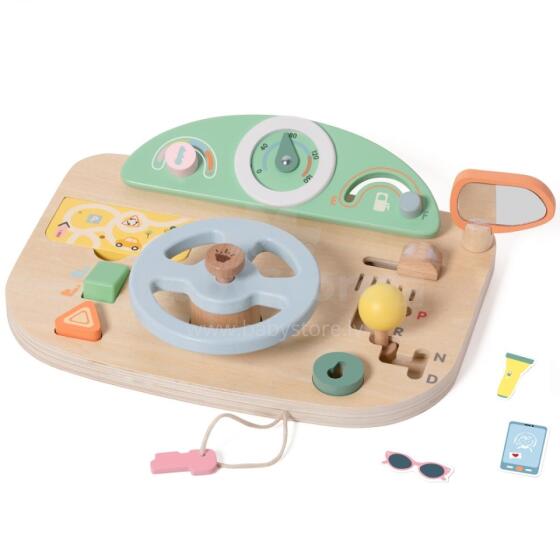 CLASSIC WORLD Wooden Manipulative Board Multifunctional Steering Wheel Motor Skills