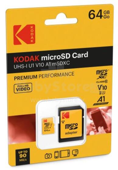 Kodak mSD 64GB UHS-I U1 V10 A1 Premium EKMSDM64GXC10K