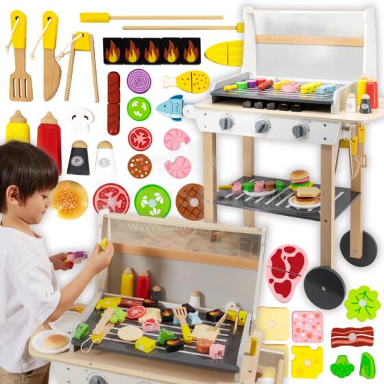 VIGA Large Wooden Grill for Children + 47 Accessories