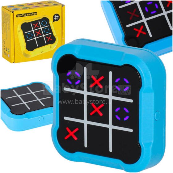 Ikonka Art.KX2994_1 Circle cross cross elektroniskā puzzle spēle tic tac toe portatīvā konsole zila