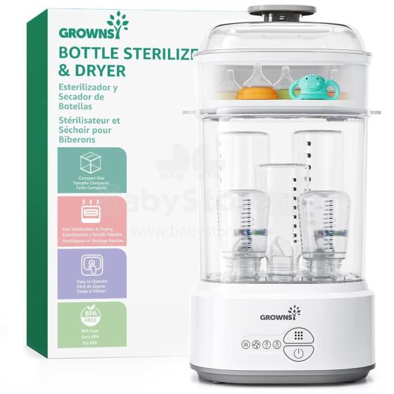 Grownsy Baby Sterilizer 4 in 1 Art.257146 Стерилизатор для детских бутылочек GROWNSY, стерилизатор для бутылочек/ сушка для бутылочек/быстрая сушка/ стерилизатор для детских принадлежностей 4