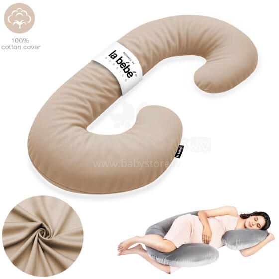 La Bebe™ Maternity Pillow Cotton Sì -Duo Art.256044 Bēši karameļu Kokvilna audums. Daudzfunkcionāls spilvens/pakavs grūtniecēm, ar memory foam