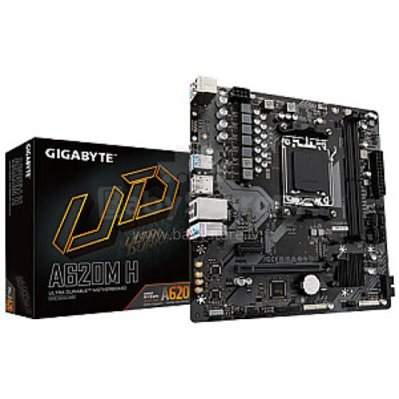 Gigabyte A620M H 1.0 M/B Processor family AMD, Processor socket AM5, DDR5 DIMM, Memory slots 2, Supported hard disk drive interfaces 	SATA, M.2, Number of SATA connectors 4, Chipset AMD A620,