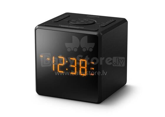 PHILIPS radio pulkstenis ar USB, melns
