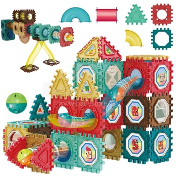 WOOPIE Magnētiskie būvbloki 3D izglītojošais komplekts Marble Run 68 gab.