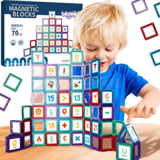 WOOPIE Przestrzenne Klocki Magnetyczne Nauka Liczb 70 Elementów
